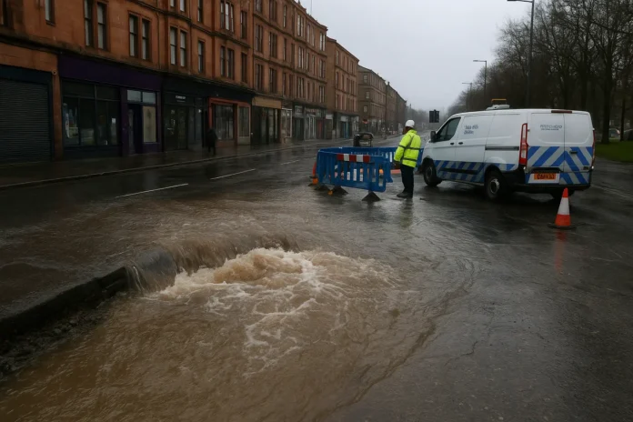 Glasgow Water Main Break Shettleston Road